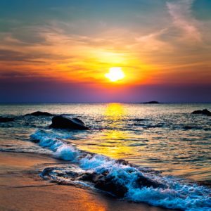 Coucher de soleil en bord de mer