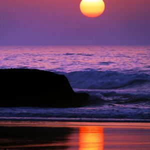Coucher de soleil à Legzira beach Maroc